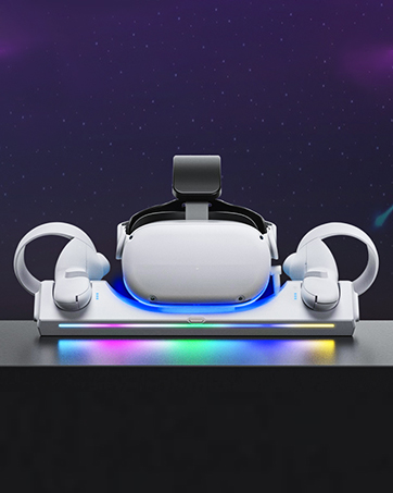 SAQICO Charging Dock for Oculus Quest 2 with Color RGB Light, Magnetic Charger Station