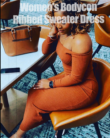 Women's Bodycon Ribbed Sweater Dress 