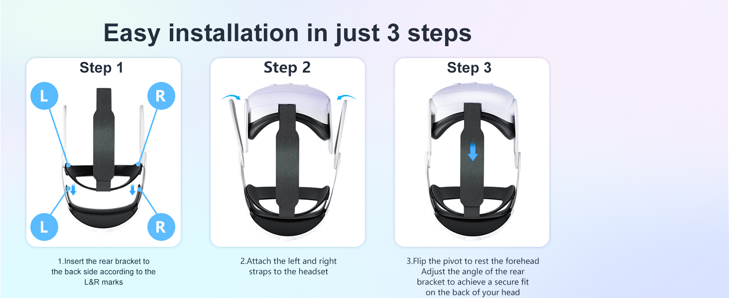  Saqico oculus quest 3 head strap support that cradles the back of your head for most comfortable